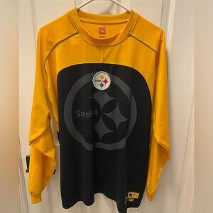 Pittsburgh Steelers Black and Gold Long Sleeve Shirt - Logo Patches / Size L